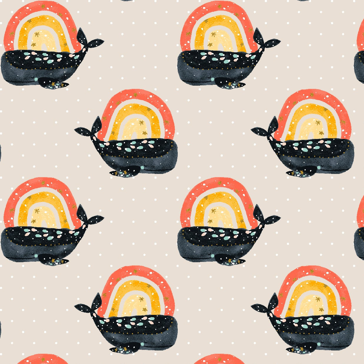 Calli and Co. Cotton + Steel RJR Fabrics Long Time No Sea Having a Whale of a Time CC700-CW2M Cloud White Metallic