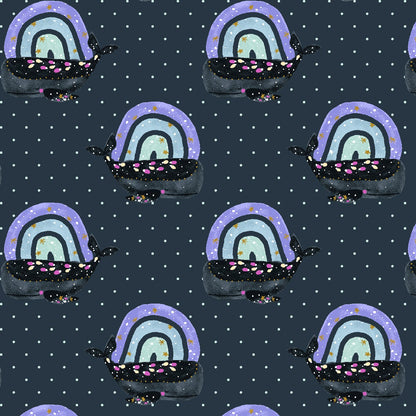 Calli and Co. Cotton + Steel RJR Fabrics Long Time No Sea Having a Whale of a Time CC700-MB1M Majestic Blue Metallic