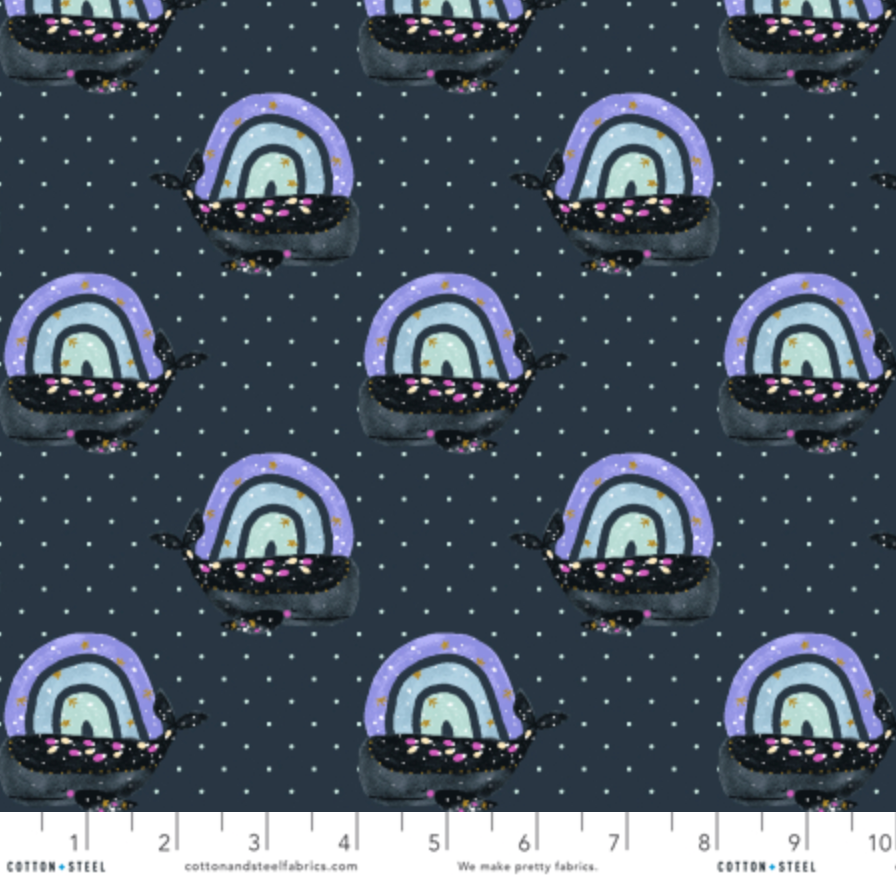 Calli and Co. Cotton + Steel RJR Fabrics Long Time No Sea Having a Whale of a Time CC700-MB1M Majestic Blue Metallic