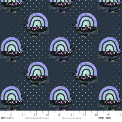 Calli and Co. Cotton + Steel RJR Fabrics Long Time No Sea Having a Whale of a Time CC700-MB1M Majestic Blue Metallic