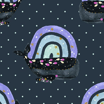 Calli and Co. Cotton + Steel RJR Fabrics Long Time No Sea Having a Whale of a Time CC700-MB1M Majestic Blue Metallic