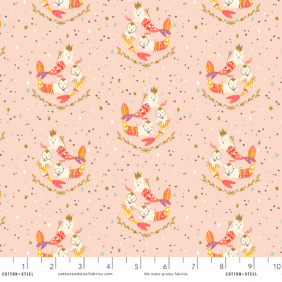 Calli and Co. Cotton + Steel RJR Fabrics Long Time No Sea Mermaid Hair, Don't Care Early Sunrise Metallic CC702-ES2M