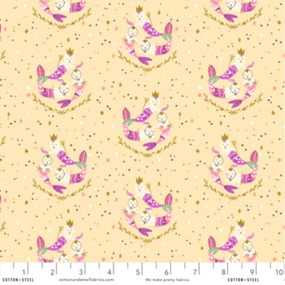 Calli and Co. Cotton + Steel RJR Fabrics Long Time No Sea Mermaid Hair, Don't Care Pale Moon Metallic CC702-PM3M