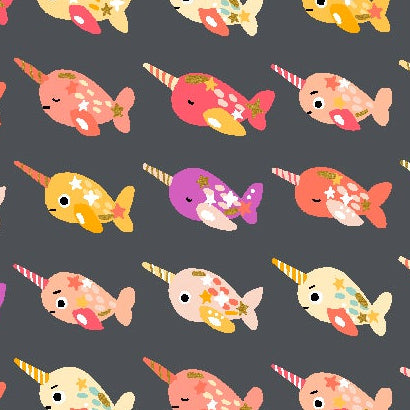 Calli and Co. Cotton + Steel RJR Fabrics Long Time No Sea Wanderlust and Ocean Dust CC703-LI2M Sea Life Metallic