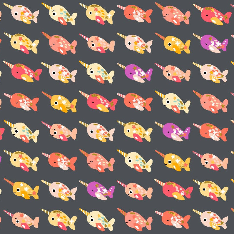 Calli and Co. Cotton + Steel RJR Fabrics Long Time No Sea Wanderlust and Ocean Dust CC703-LI2M Sea Life Metallic