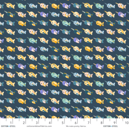 Calli and Co. Cotton + Steel RJR Fabrics Long Time No Sea Wanderlust and Ocean Dust CC703-SR1M Sea Reflections Metallic 2