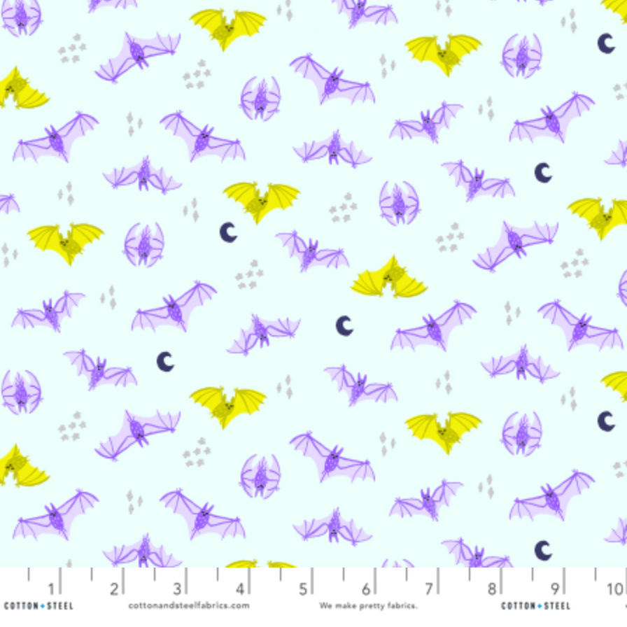 Calli and Co. RJR Fabrics Cotton + Steel Bring Your Own Boos Bat Attack CC302-HP3M Hocus Pocus Metallic