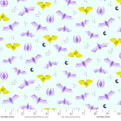 Calli and Co. RJR Fabrics Cotton + Steel Bring Your Own Boos Bat Attack CC302-HP3M Hocus Pocus Metallic