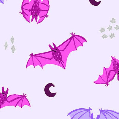 Calli and Co. RJR Fabrics Cotton + Steel Bring Your Own Boos Bat Attack CC302-MY1M Mysterious Metallic