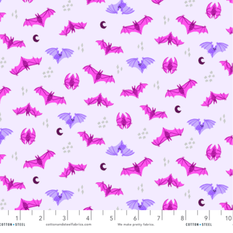 Calli and Co. RJR Fabrics Cotton + Steel Bring Your Own Boos Bat Attack CC302-MY1M Mysterious Metallic