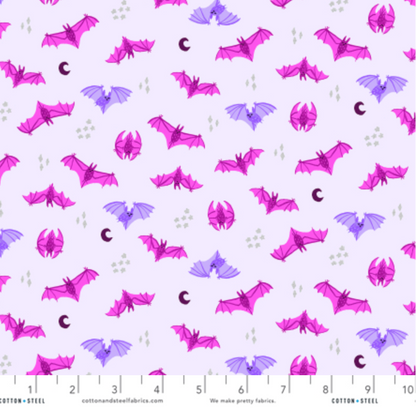 Calli and Co. RJR Fabrics Cotton + Steel Bring Your Own Boos Bat Attack CC302-MY1M Mysterious Metallic