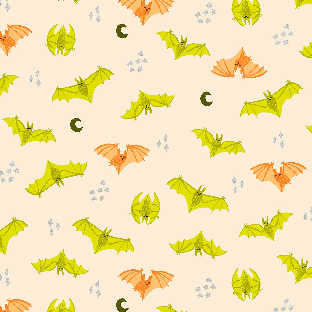 Calli and Co. RJR Fabrics Cotton + Steel Bring Your Own Boos Bat Attack CC302-TT2M Trick or Treat Metallic