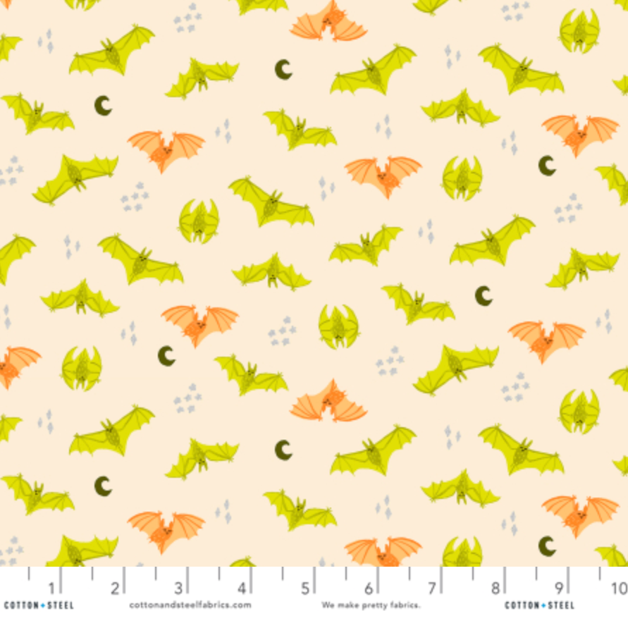 Calli and Co. RJR Fabrics Cotton + Steel Bring Your Own Boos Bat Attack CC302-TT2M Trick or Treat Metallic