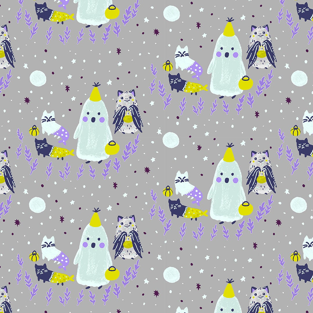 Calli and Co. RJR Fabrics Cotton + Steel Bring Your Own Boos Ghoul's Night CC301-BM3P Black Magic