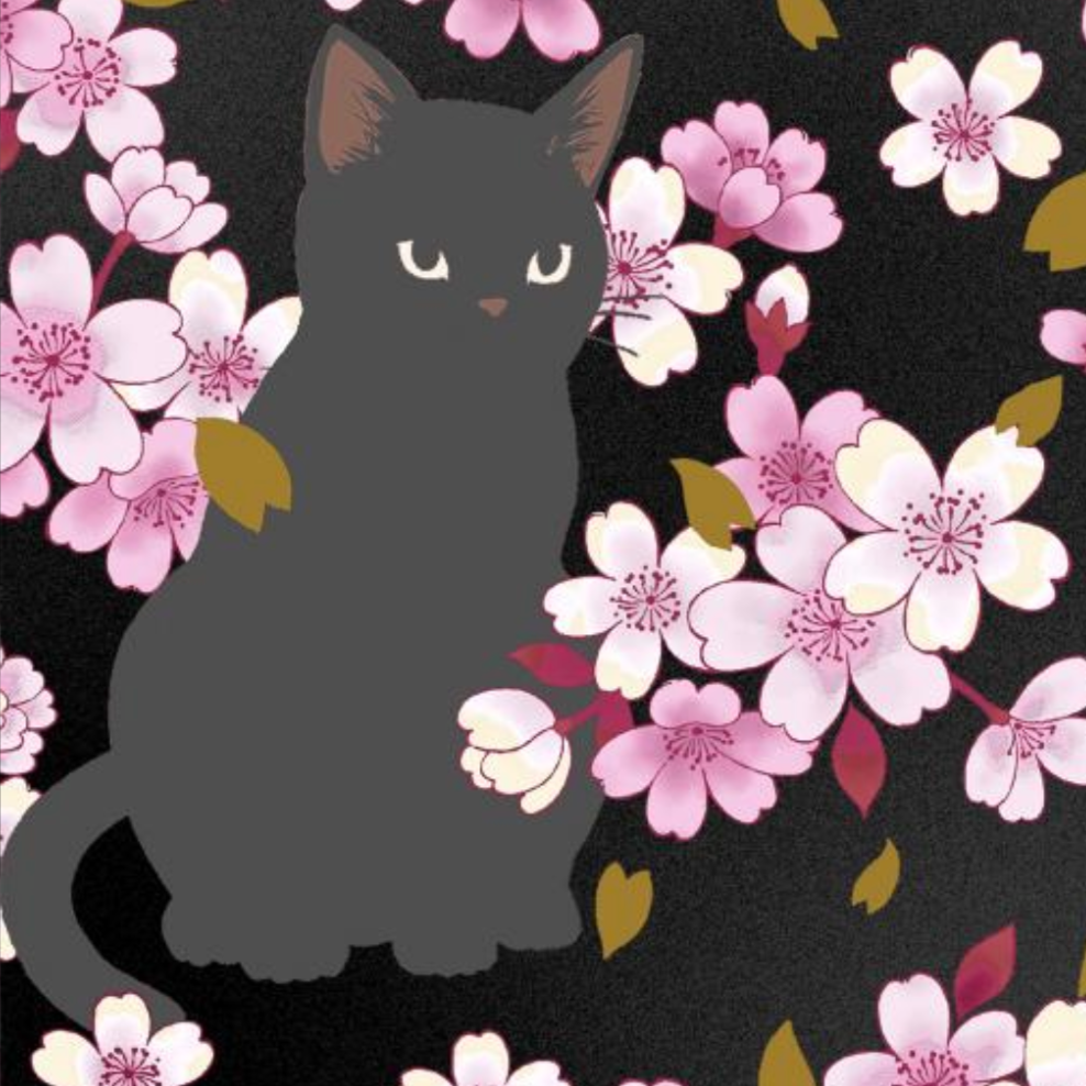 Cat Floral Japanese Import Quilt Gate Japan HR3520-11F