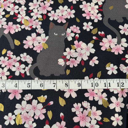 Cat Floral Japanese Import Quilt Gate Japan HR3520-11F