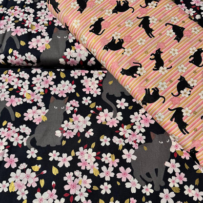 Cat Floral Japanese Import Quilt Gate Japan HR3520-11F