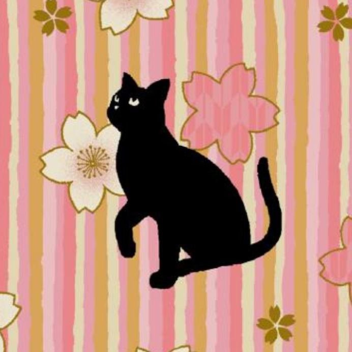 Cat Stripes Japanese Import Quilt Gate Japan HR3520-12A