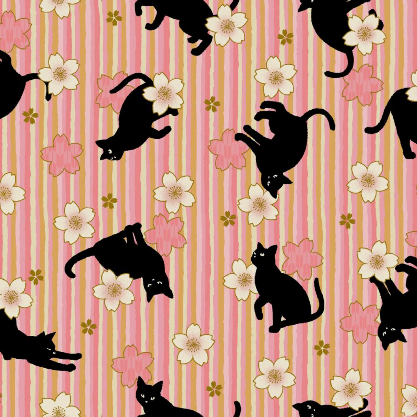 Cat Stripes Japanese Import Quilt Gate Japan HR3520H-12A
