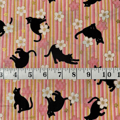 Cat Stripes Japanese Import Quilt Gate Japan HR3520H-12A