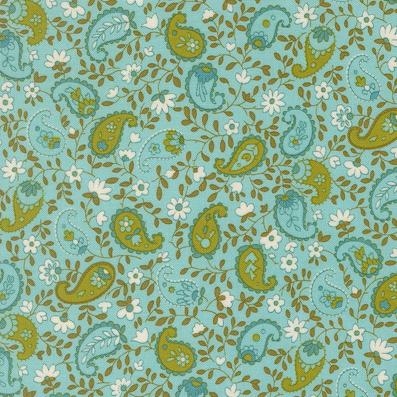 Chloe's Closet Moda Fabrics Happy Daze Peaceful Paisley 33845 18 Aqua