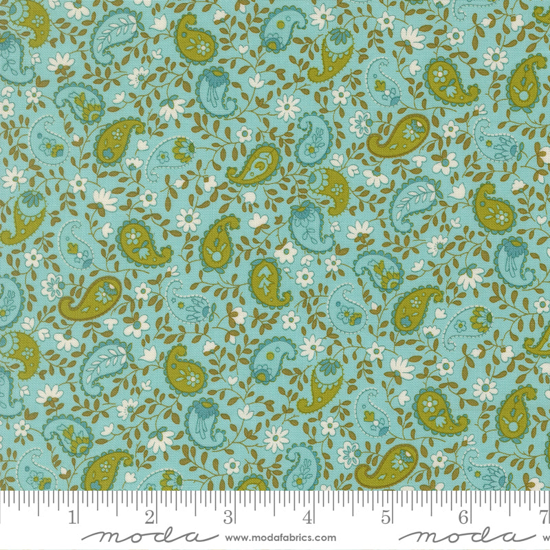 Chloe's Closet Moda Fabrics Happy Daze Peaceful Paisley 33845 18 Aqua