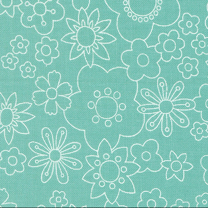 Chloe's Closet Moda Fabrics Happy Daze Petal Power 33841 28 Aqua