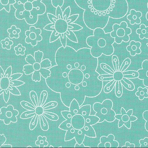 Chloe's Closet Moda Fabrics Happy Daze Petal Power 33841 28 Aqua