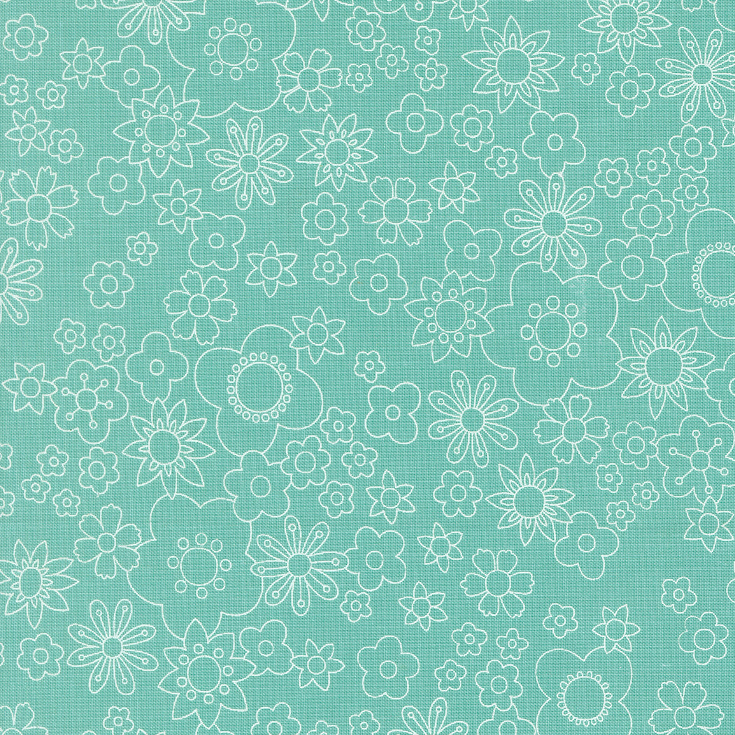 Chloe's Closet Moda Fabrics Happy Daze Petal Power 33841 28 Aqua