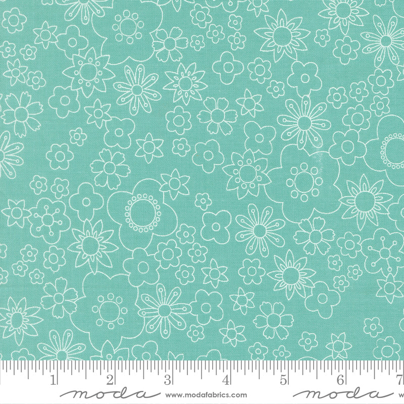 Chloe's Closet Moda Fabrics Happy Daze Petal Power 33841 28 Aqua