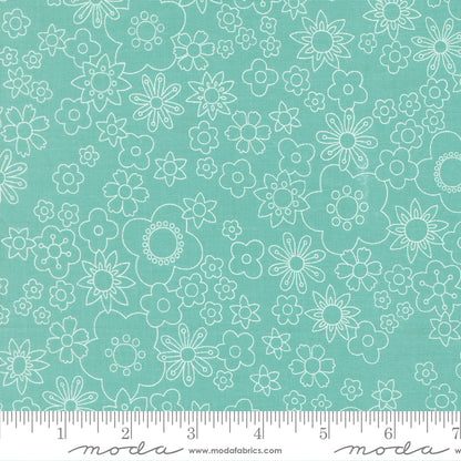 Chloe's Closet Moda Fabrics Happy Daze Petal Power 33841 28 Aqua