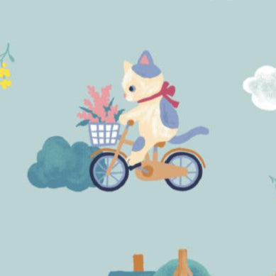 Cosmo Textile Co. Cat Meow Flower Mint AP55203L 1C