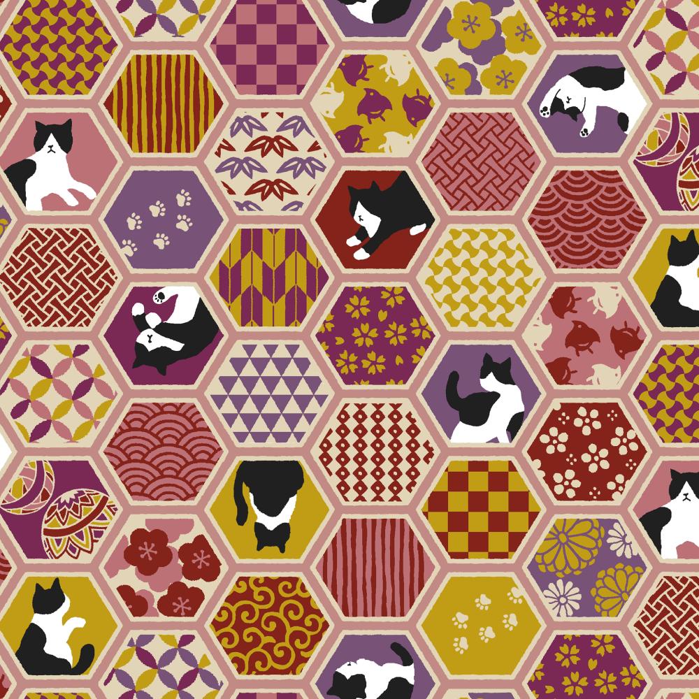 Cosmo Textile Co. Hexagon Cats AP55902H_2B