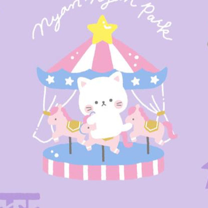 Cosmo Textile Co. Kitty Cat Fair Oxford AP55107H-3D Lavender