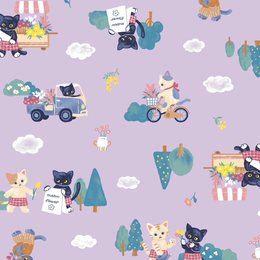 Cosmo Textile Co. Meow Flower Lavender AP55203L 1E