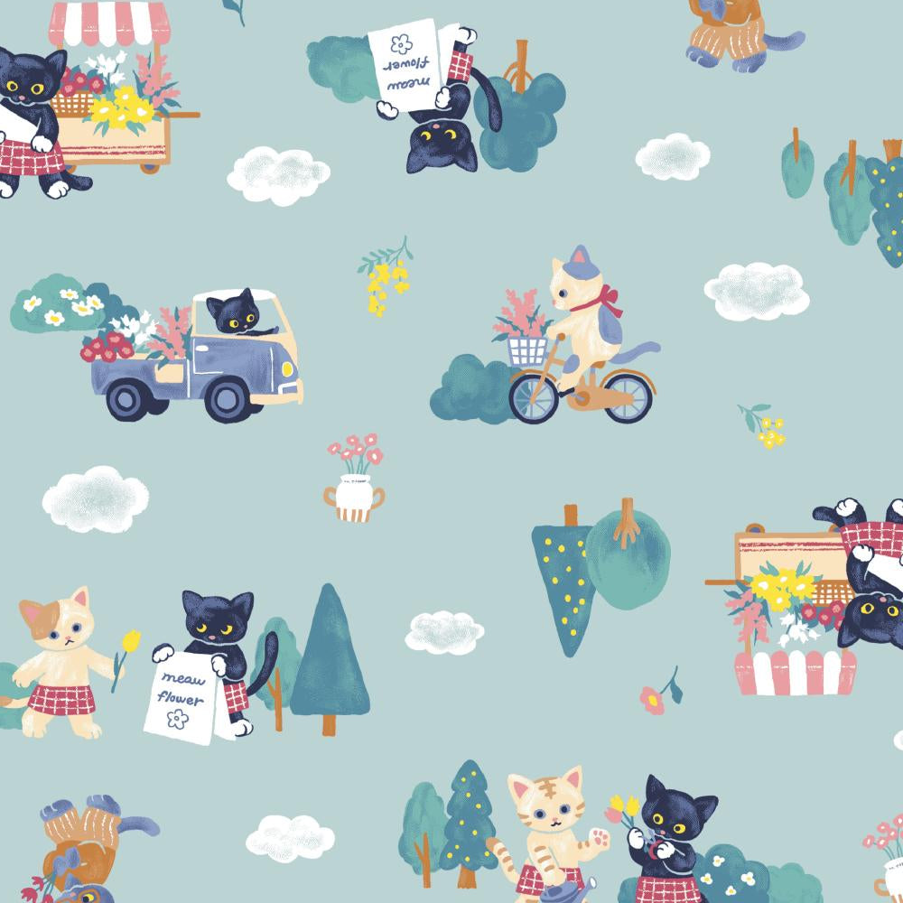 Cosmo Textile Co. Meow Flower Mint AP55203L 1C