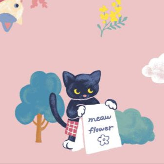 Cosmo Textile Co. Meow Flower Pink AP55203L 1B