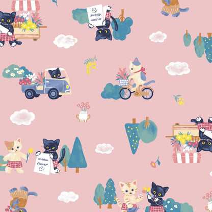 Cosmo Textile Co. Meow Flower Pink AP55203L 1B