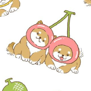 Cosmo Textile Co. Puppy Fruit AP55903H-1A white