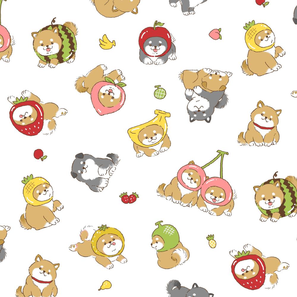 Cosmo Textile Co. Puppy Fruit AP55903H-1A white