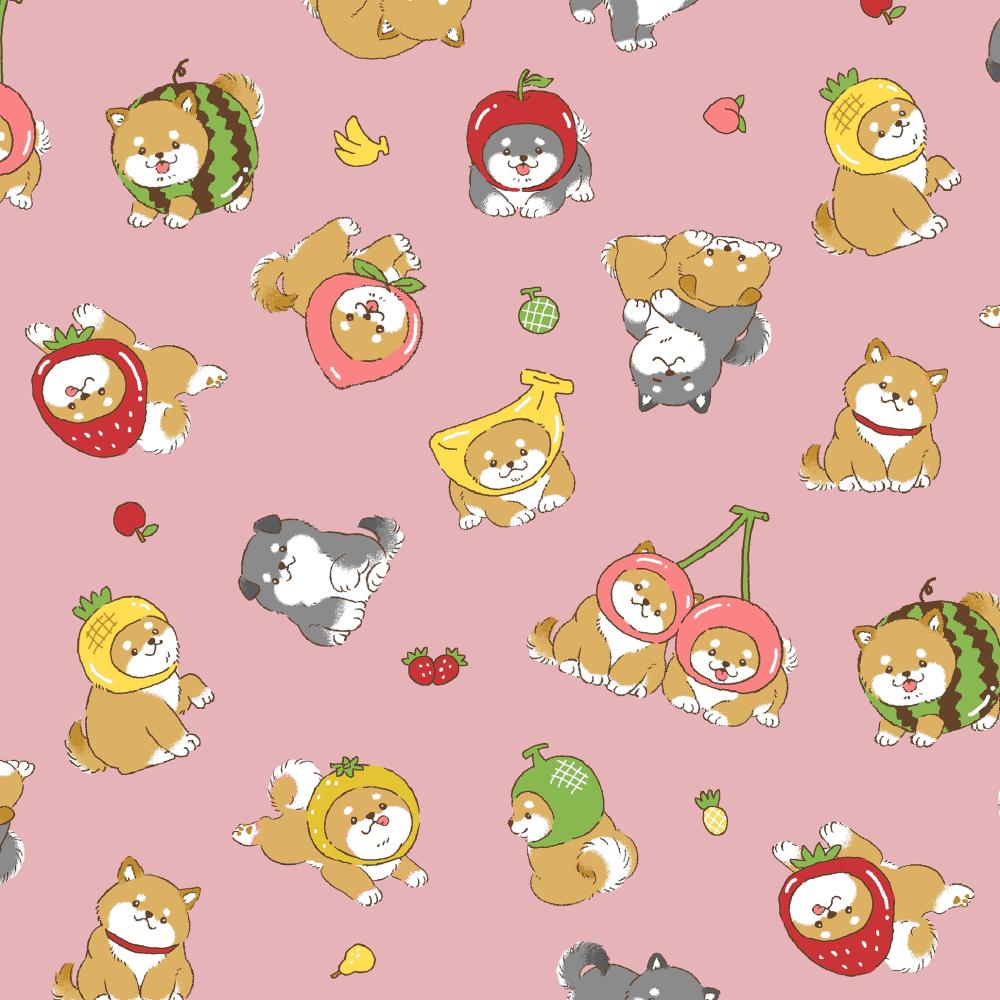 Cosmo Textile Co. Puppy Fruit AP55903H-1C pink