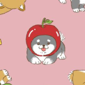 Cosmo Textile Co. Puppy Fruit AP55903H-1C pink