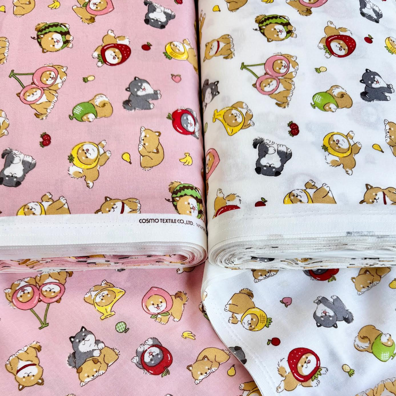 Cosmo Textile Co. Puppy Fruit AP55903H-1C pink
