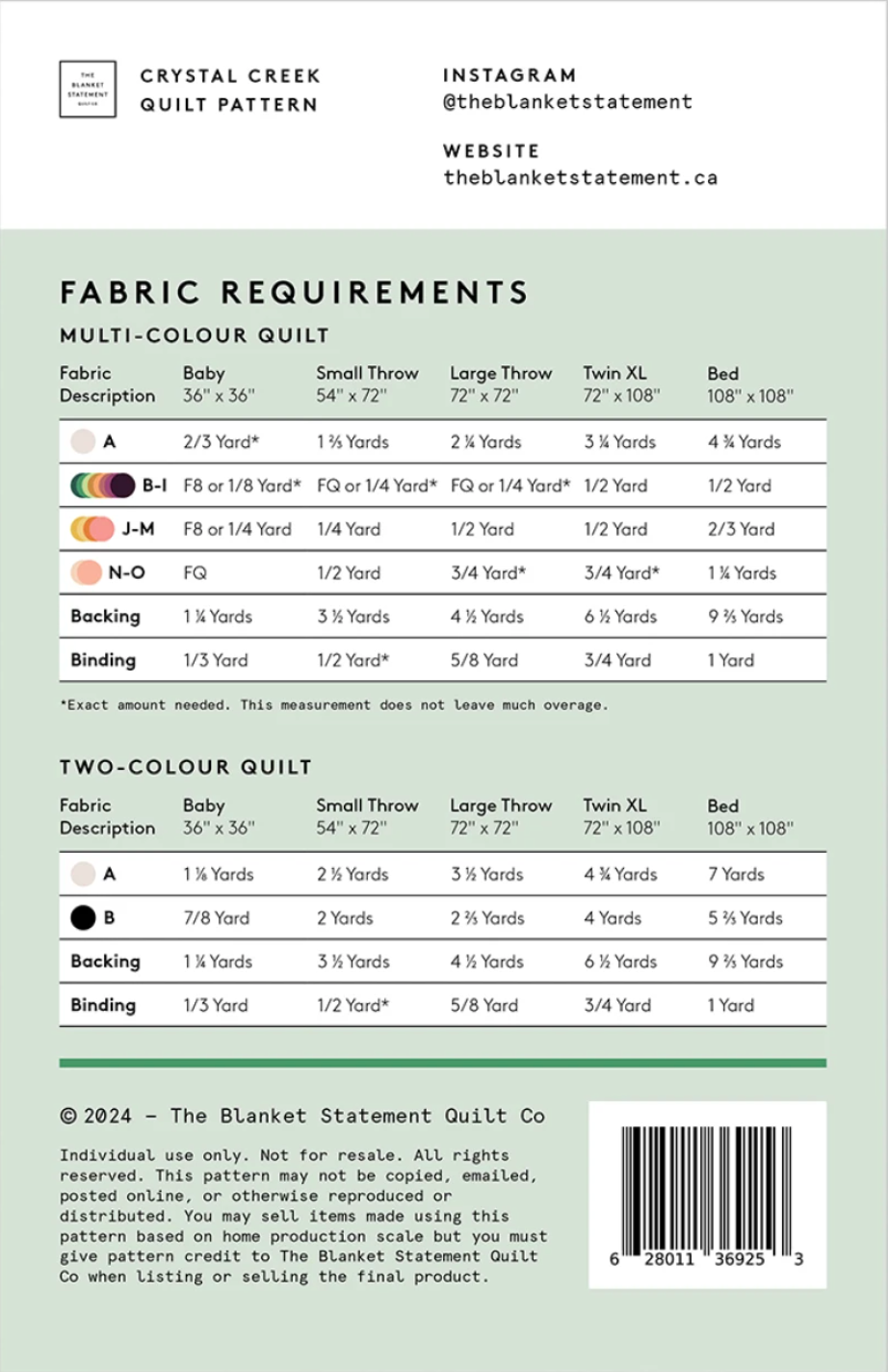 Crystal Creek Paper Quilt Pattern