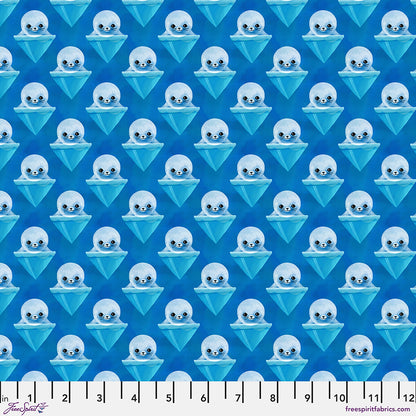 Daughter Earth/Katy Tanis FreeSpirit Fabrics Polar Seas Harp Seals PWKT029.XBLUE
