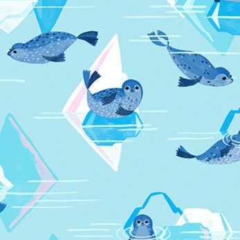 Daughter Earth/Katy Tanis FreeSpirit Fabrics Polar Seas Seals and Icebergs PWKT030.XICE