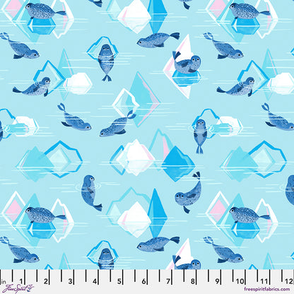 Daughter Earth/Katy Tanis FreeSpirit Fabrics Polar Seas Seals and Icebergs PWKT030.XICE