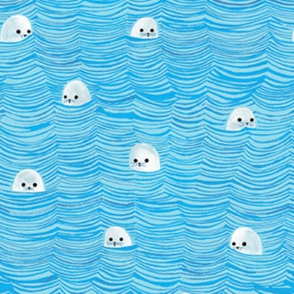 Daughter Earth/Katy Tanis FreeSpirit Fabrics Polar Seas Wave Surfing Seals PWKT025.XWATER