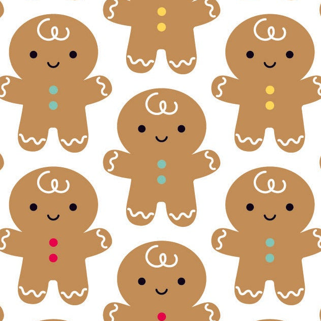 Doodlebug Design Inc. Riley Blake Designs Gingerbread Kisses Gingerbread Men C16442-WHITE