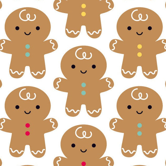 Doodlebug Design Inc. Riley Blake Designs Gingerbread Kisses Gingerbread Men C16442-WHITE